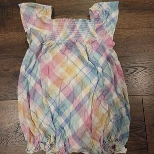 *SOLD*Little Sleepies Pastel Rainbow Smocked Romper — Pink, Purple, Blue, Yellow